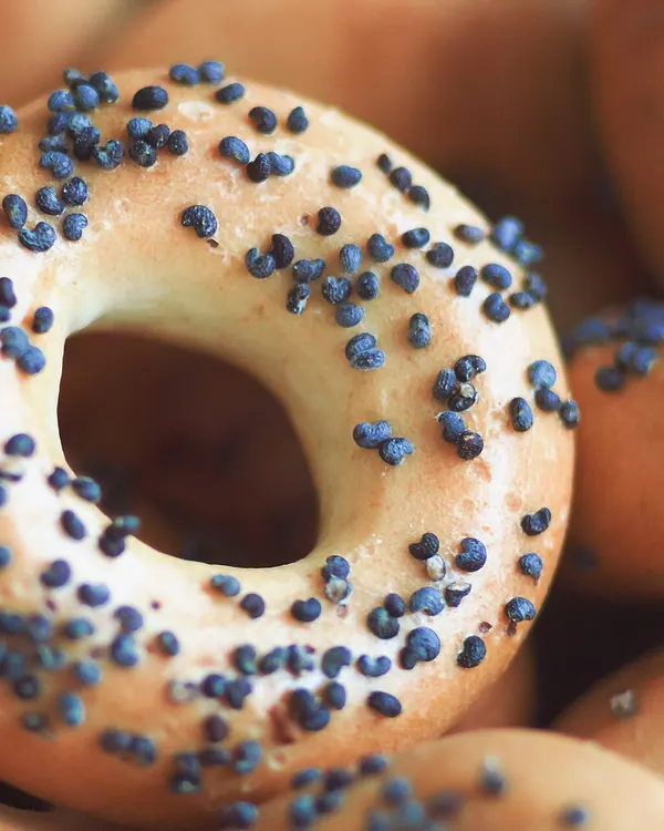 Bagel topped with poppy seeds